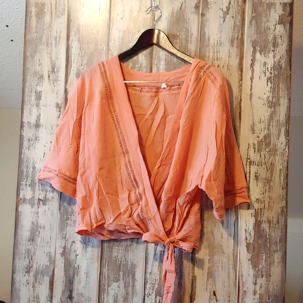 Pink Blush Wrap Top size large